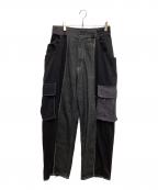 MAISON SPECIALメゾンスペシャル）の古着「ミックスファブリックドッキングライディングカーゴパンツ」｜グレー