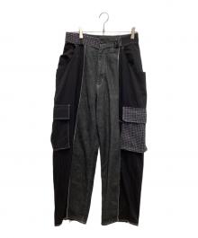 MAISON SPECIAL（メゾンスペシャル）の古着「ミックスファブリックドッキングライディングカーゴパンツ」｜グレー