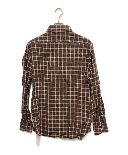 GUY ROVER（ギローバー）GUY ROVER (ギローバー) リネンチェックシャツ ブラウン サイズ:size41/16の古着・服飾アイテム