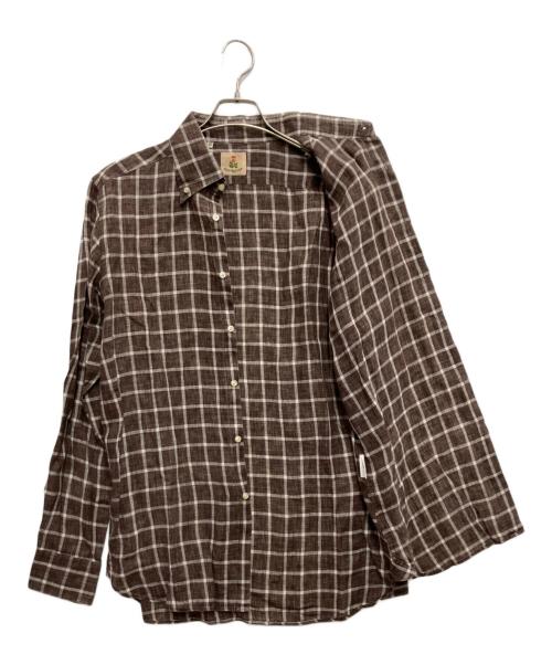 GUY ROVER（ギローバー）GUY ROVER (ギローバー) リネンチェックシャツ ブラウン サイズ:size41/16の古着・服飾アイテム