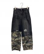 X-GIRLエックスガール）の古着「FADED CAMO LAYERED PANTS」｜ブラック