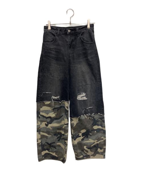 X-GIRL（エックスガール）X-girl (エックスガール) FADED CAMO LAYERED PANTS ブラック サイズ:Sの古着・服飾アイテム