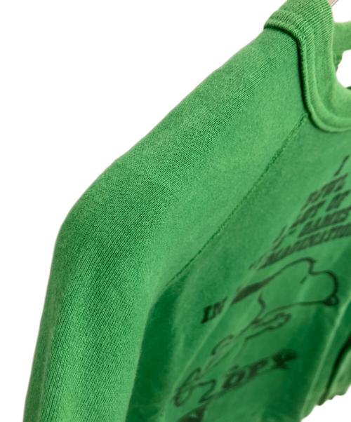 BACKDROP（バックドロップ）BACKDROP (バックドロップ) PEANUTSプリントラグランスウェット グリーン サイズ:Mの古着・服飾アイテム