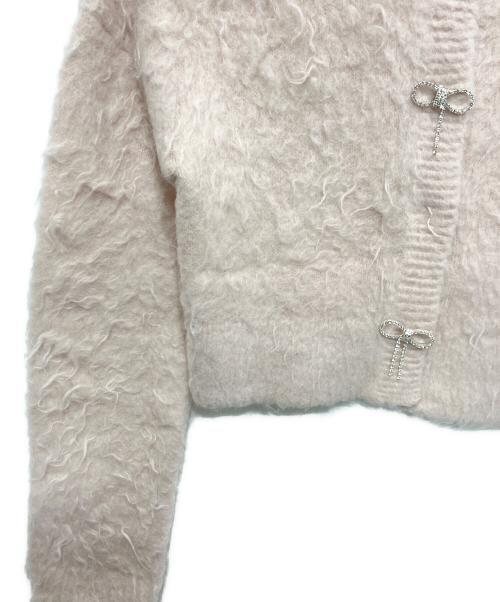 Snidel（スナイデル）Snidel (スナイデル) ビジューリボンカーディガン ピンク サイズ:FREEの古着・服飾アイテム