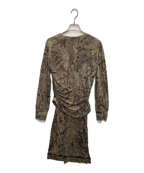LEONARD FASHION（レオナールファッション）LEONARD FASHION (レオナールファッション) シルク総柄ワンピース ベージュ サイズ:11の古着・服飾アイテム