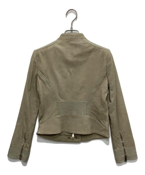 EMPORIO ARMANI（エンポリオ アルマーニ）EMPORIO ARMANI (エンポリオ アルマーニ) ラムレザーライダースジャケット ベージュ サイズ:36の古着・服飾アイテム