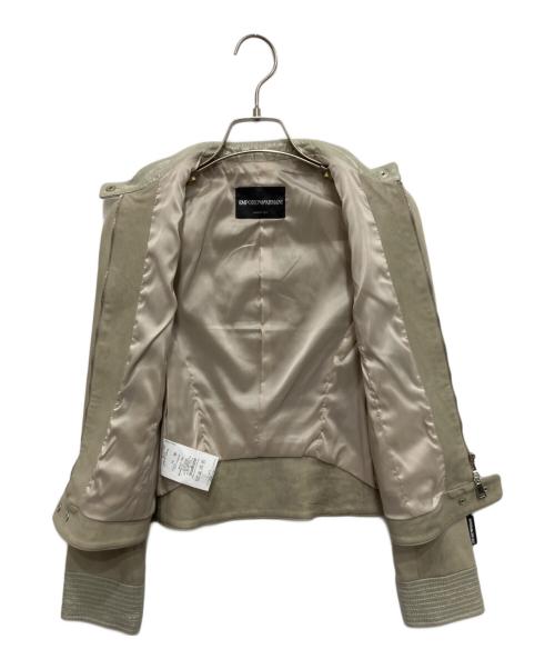 EMPORIO ARMANI（エンポリオ アルマーニ）EMPORIO ARMANI (エンポリオ アルマーニ) ラムレザーライダースジャケット ベージュ サイズ:36の古着・服飾アイテム
