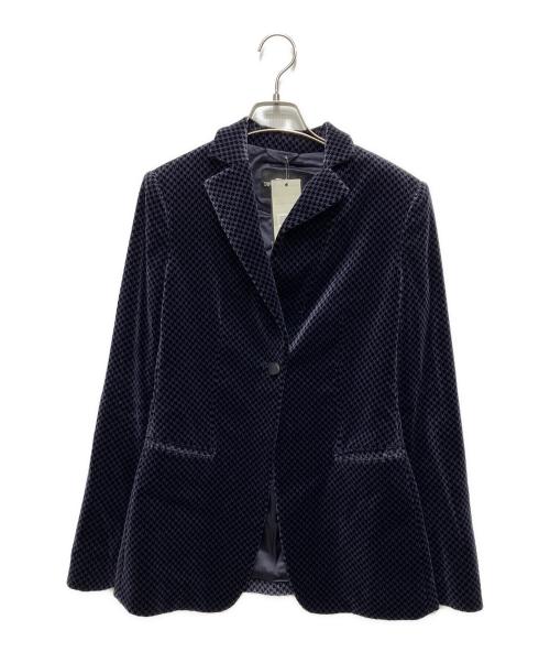 EMPORIO ARMANI（エンポリオ アルマーニ）EMPORIO ARMANI (エンポリオ アルマーニ) ハウンドトゥースベルベットジャケット パープル×ブラック サイズ:40の古着・服飾アイテム