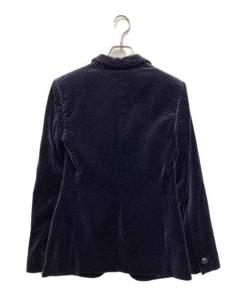 EMPORIO ARMANI（エンポリオ アルマーニ）EMPORIO ARMANI (エンポリオ アルマーニ) ハウンドトゥースベルベットジャケット パープル×ブラック サイズ:40の古着・服飾アイテム