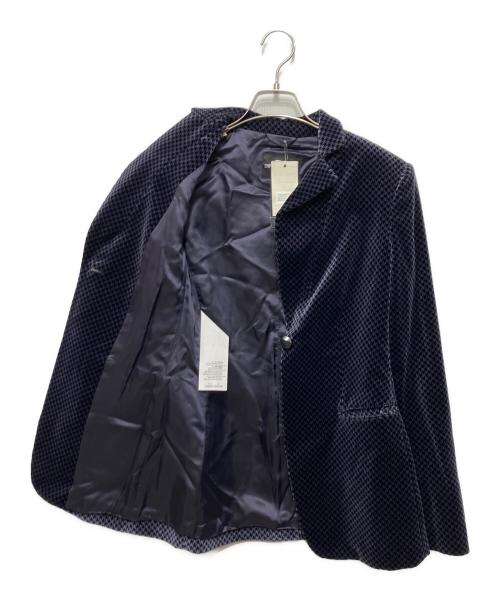 EMPORIO ARMANI（エンポリオ アルマーニ）EMPORIO ARMANI (エンポリオ アルマーニ) ハウンドトゥースベルベットジャケット パープル×ブラック サイズ:40の古着・服飾アイテム
