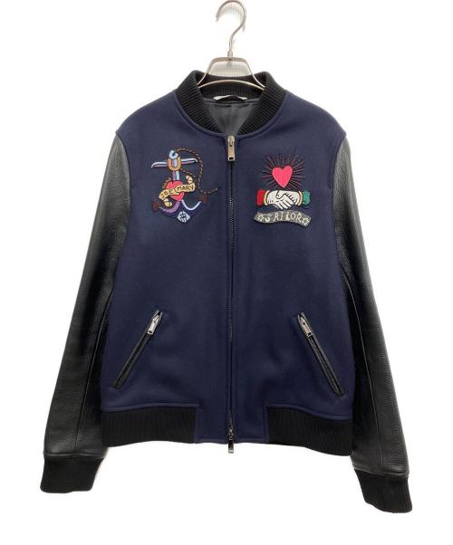 VALENTINO（ヴァレンティノ）VALENTINO (ヴァレンティノ) ビーズ刺繍アワードジャケット ネイビー サイズ:SIZE44の古着・服飾アイテム