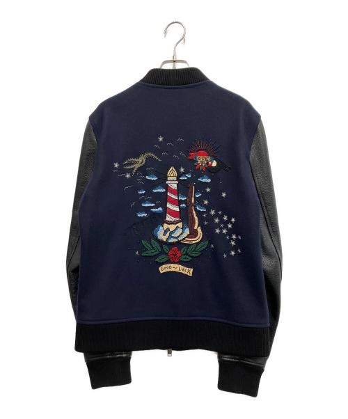 VALENTINO（ヴァレンティノ）VALENTINO (ヴァレンティノ) ビーズ刺繍アワードジャケット ネイビー サイズ:SIZE44の古着・服飾アイテム