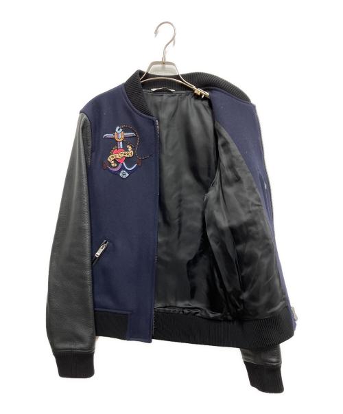VALENTINO（ヴァレンティノ）VALENTINO (ヴァレンティノ) ビーズ刺繍アワードジャケット ネイビー サイズ:SIZE44の古着・服飾アイテム