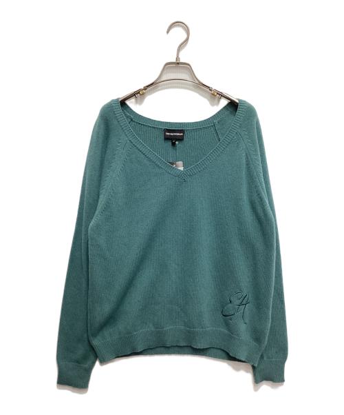 EMPORIO ARMANI（エンポリオ アルマーニ）EMPORIO ARMANI (エンポリオ アルマーニ) カシミヤ混Vネックニット グリーン サイズ:40の古着・服飾アイテム