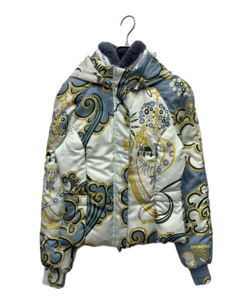 Emilio Pucci（エミリオ プッチ）Emilio Pucci (エミリオ プッチ) 総柄ダウンジャケット スカイブルー サイズ:40の古着・服飾アイテム