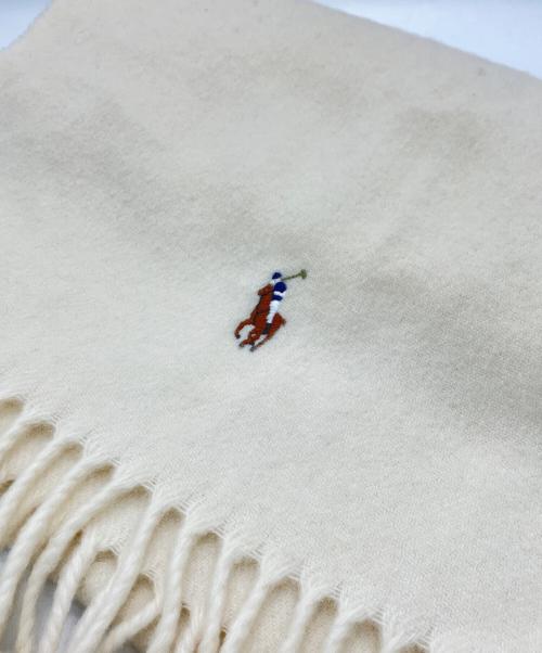 POLO RALPH LAUREN（ポロ・ラルフローレン）POLO RALPH LAUREN (ポロ・ラルフローレン) イタリアンバージンウールフリンジマフラー アイボリー サイズ:freeの古着・服飾アイテム
