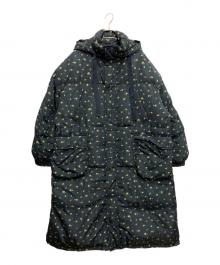 MAISON SPECIAL（メゾンスペシャル）の古着「Floral Pattern Long Length Down Coat/フローラルパターンロングダウンコート」｜ネイビー