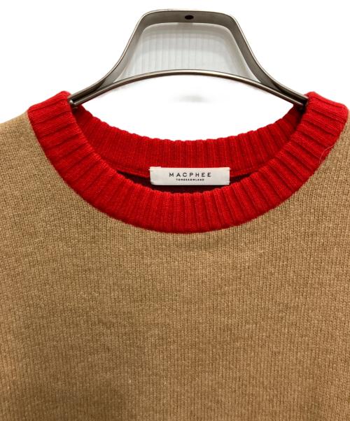 MACPHEE（マカフィー）MACPHEE (マカフィー) NZ LAMB 9G クルーネックプルオーバー ニット ブラウン サイズ:Mの古着・服飾アイテム