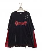 Grrr the Lipperガルルザリッパー）の古着「レイヤードカットソー」｜ブラック