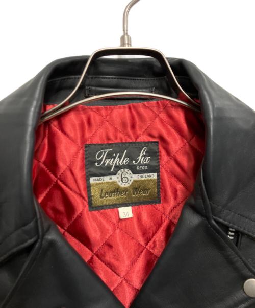Triple Six（トリプルシックス）Triple Six (トリプルシックス) サイドベルト ライダースジャケット ブラック サイズ:34の古着・服飾アイテム