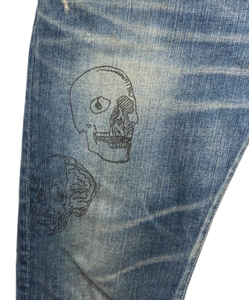 Andy Warhol by HYSTERIC GLAMOUR（アンディーウォーホルバイヒステリックグラマー）Andy Warhol by HYSTERIC GLAMOUR (アンディーウォーホルバイヒステリックグラマー) スカル×スタッズデニムパンツ インディゴ サイズ:Sの古着・服飾アイテム