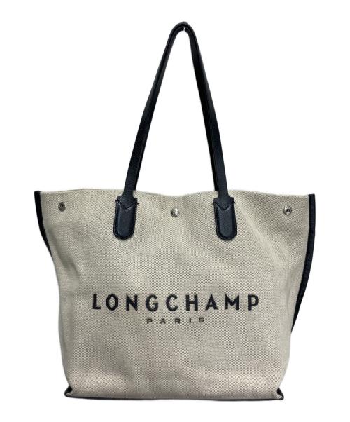 LONGCHAMP（ロンシャン）LONGCHAMP (ロンシャン) ロゾ エッセンシャルL トートバッグ アイボリー×ブラックの古着・服飾アイテム