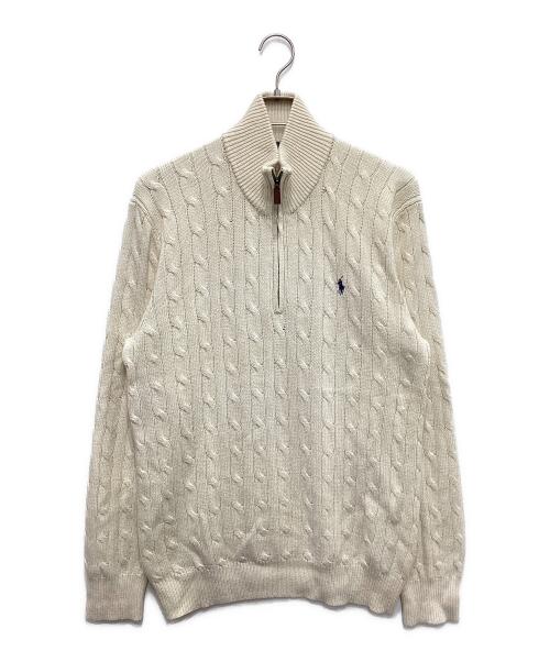 POLO RALPH LAUREN（ポロ・ラルフローレン）POLO RALPH LAUREN (ポロ・ラルフローレン) ハーフジップケーブルニット ベージュ サイズ:Lの古着・服飾アイテム