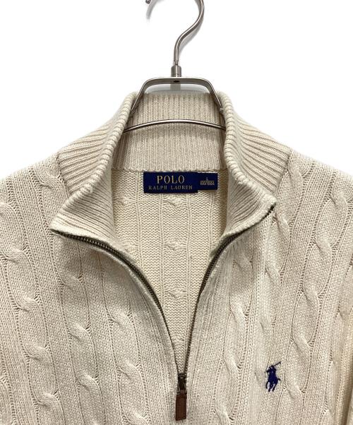 POLO RALPH LAUREN（ポロ・ラルフローレン）POLO RALPH LAUREN (ポロ・ラルフローレン) ハーフジップケーブルニット ベージュ サイズ:Lの古着・服飾アイテム