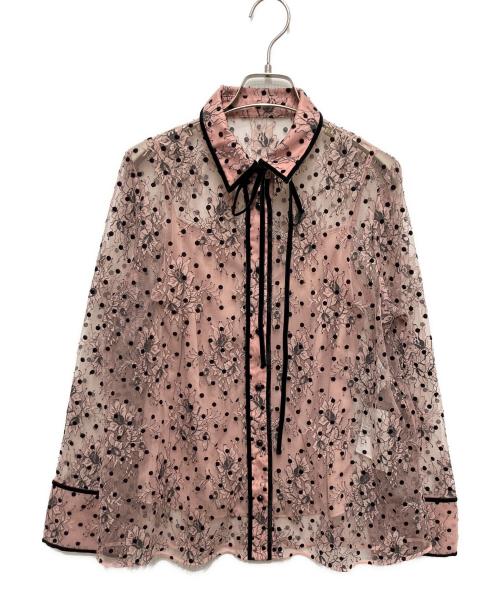 Loulou Willoughby（ルルウィルビー）Loulou Willoughby (ルルウィルビー) フロッキードットレースブラウス ピンク サイズ:SIZE2 未使用品の古着・服飾アイテム