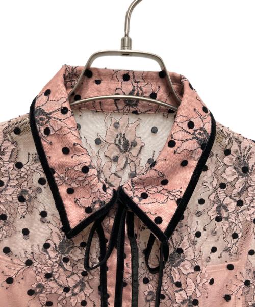 Loulou Willoughby（ルルウィルビー）Loulou Willoughby (ルルウィルビー) フロッキードットレースブラウス ピンク サイズ:SIZE2 未使用品の古着・服飾アイテム