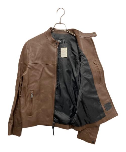 COACH（コーチ）COACH (コーチ) ラムレザーシングルライダースジャケット ブラウン サイズ:Mの古着・服飾アイテム