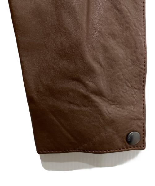 COACH（コーチ）COACH (コーチ) ラムレザーシングルライダースジャケット ブラウン サイズ:Mの古着・服飾アイテム