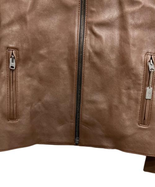 COACH（コーチ）COACH (コーチ) ラムレザーシングルライダースジャケット ブラウン サイズ:Mの古着・服飾アイテム