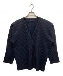 HOMME PLISSE ISSEY MIYAKE（オム プリッセ イッセイ ミヤケ）の古着「BASICS プリーツカーディガン」｜ネイビー