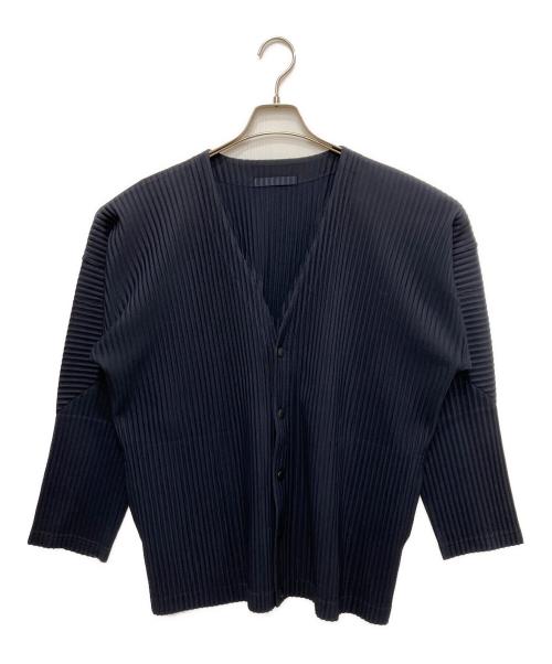 HOMME PLISSE ISSEY MIYAKE（オム プリッセ イッセイ ミヤケ）HOMME PLISSE ISSEY MIYAKE (オム プリッセ イッセイ ミヤケ) BASICS プリーツカーディガン ネイビー サイズ:SIZE2の古着・服飾アイテム