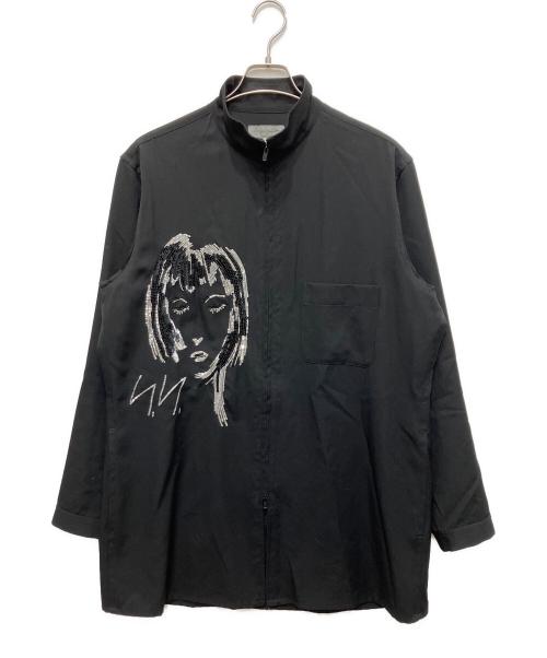 Yohji Yamamoto pour homme（ヨウジヤマモト プールオム）Yohji Yamamoto pour homme (ヨウジヤマモト プールオム) スパンコールジップアップシャツ ブラック サイズ:SIZE3の古着・服飾アイテム