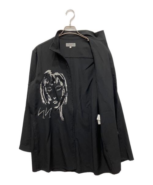 Yohji Yamamoto pour homme（ヨウジヤマモト プールオム）Yohji Yamamoto pour homme (ヨウジヤマモト プールオム) スパンコールジップアップシャツ ブラック サイズ:SIZE3の古着・服飾アイテム