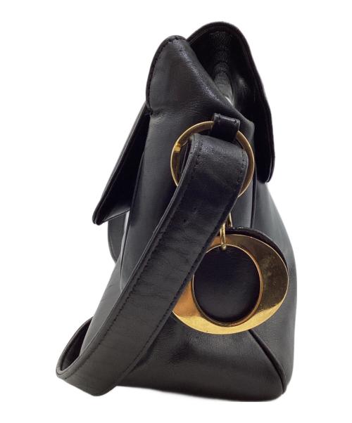 Christian Dior（クリスチャン ディオール）Christian Dior (クリスチャン ディオール) ロゴチャームフラップショルダーバッグ ブラックの古着・服飾アイテム