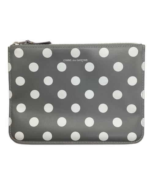 COMME des GARCONS（コムデギャルソン）COMME des GARCONS (コムデギャルソン) Palka Dots Printed レザーポーチ グレーの古着・服飾アイテム