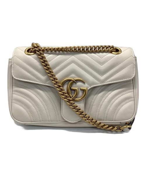 GUCCI（グッチ）GUCCI (グッチ) GGマーモント チェーンショルダーバッグ ホワイトの古着・服飾アイテム