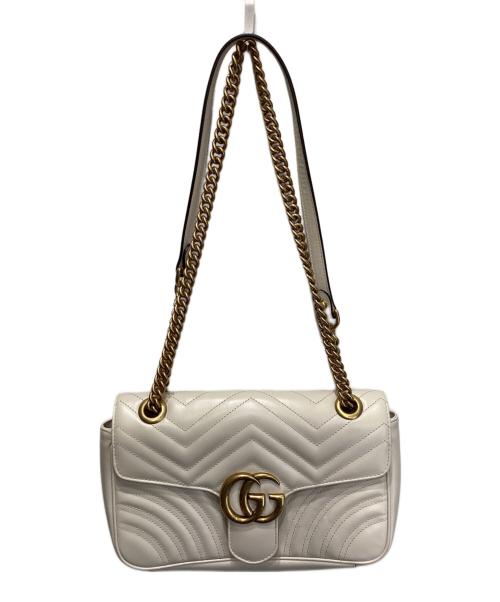 GUCCI（グッチ）GUCCI (グッチ) GGマーモント チェーンショルダーバッグ ホワイトの古着・服飾アイテム