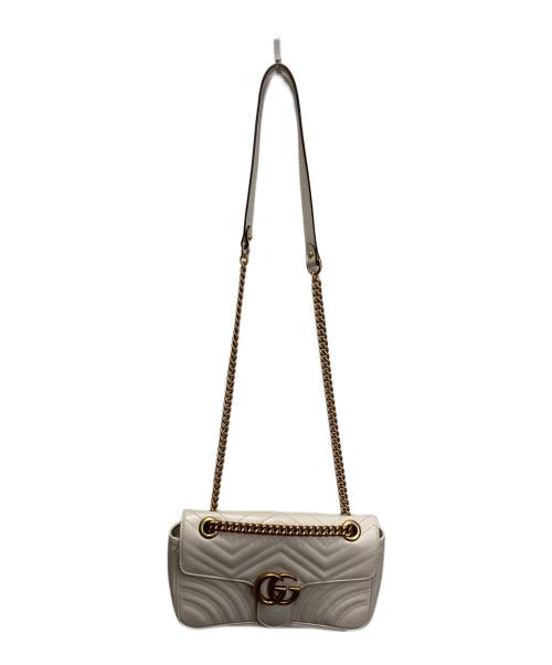 GUCCI（グッチ）GUCCI (グッチ) GGマーモント チェーンショルダーバッグ ホワイトの古着・服飾アイテム