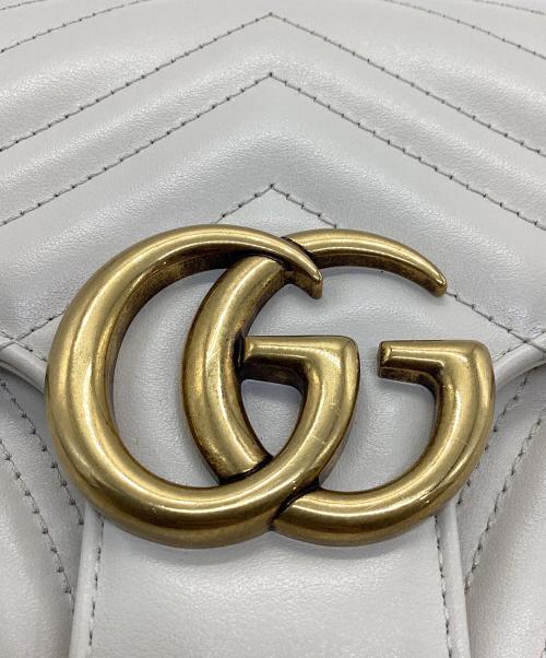 GUCCI（グッチ）GUCCI (グッチ) GGマーモント チェーンショルダーバッグ ホワイトの古着・服飾アイテム