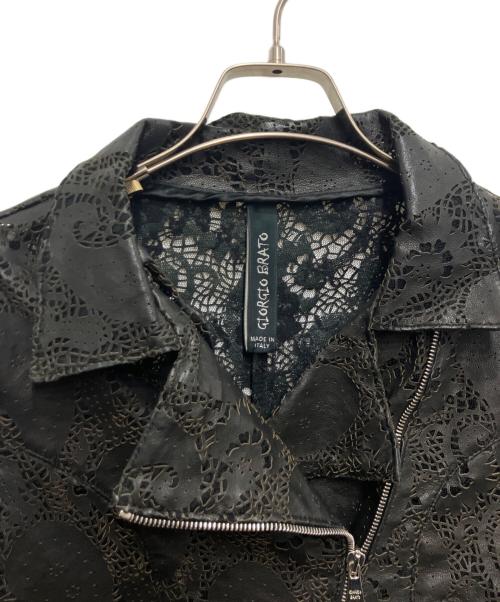 GIORGIO BRATO0（ジョルジオブラート）GIORGIO BRATO0 (ジョルジオブラート) カットワークライダースジャケット ブラック サイズ:40の古着・服飾アイテム