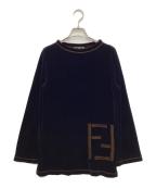 FENDIフェンディ）の古着「ベロアカットソー」｜ネイビー