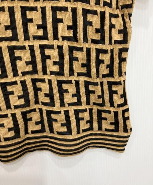 FENDI（フェンディ）FENDI (フェンディ) ズッカ柄半袖ニット ベージュ×ブラック サイズ:44の古着・服飾アイテム