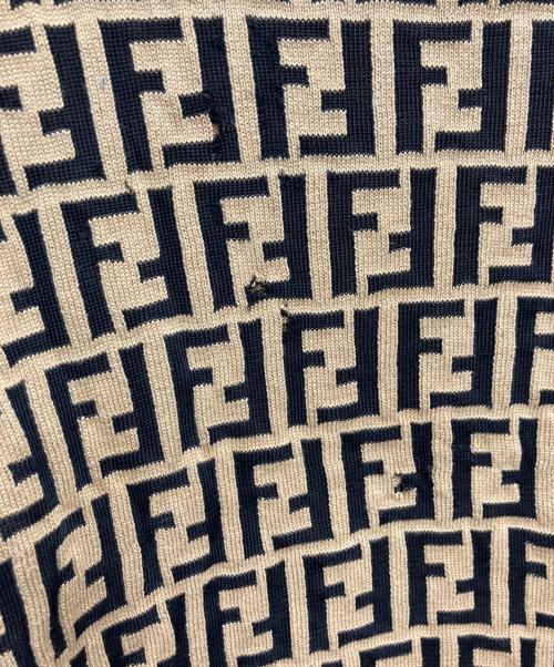 FENDI（フェンディ）FENDI (フェンディ) ズッカ柄半袖ニット ベージュ×ブラック サイズ:44の古着・服飾アイテム