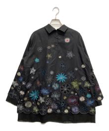 TOKUKO1erVOL（トクコプルミエヴォル）の古着「フラワー刺繍チュニック」｜ブラック