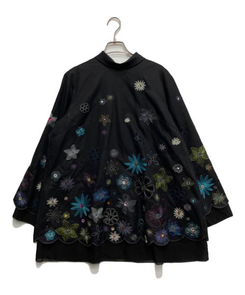 TOKUKO1erVOL（トクコプルミエヴォル）TOKUKO1erVOL (トクコプルミエヴォル) フラワー刺繍チュニック ブラック サイズ:9の古着・服飾アイテム