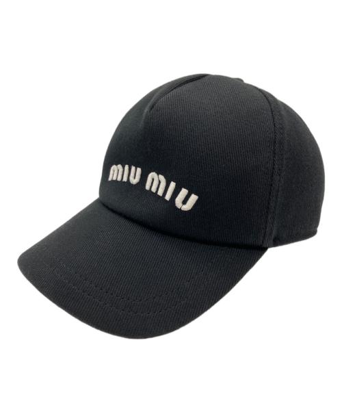 MIU MIU（ミュウミュウ）MIU MIU (ミュウミュウ) ベースボールキャップ ブラック サイズ:SIZE Mの古着・服飾アイテム